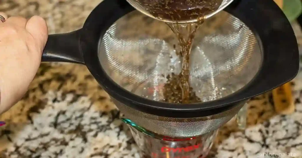 For a smooth syrup, strain the mixture through a fine mesh strainer.