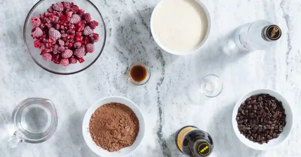 Ingredients In A Chocolate Raspberry Martini