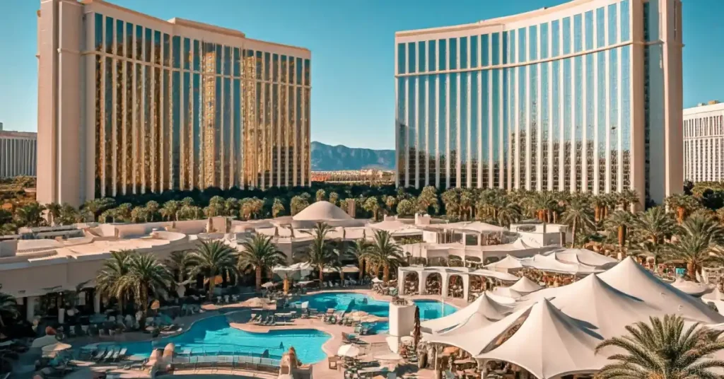 What are the pools and restaurants like The Palms?